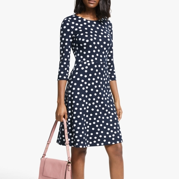 Boden Theodora Ponte Polka Dot Dress, French Navy" - Picture 1 of 7